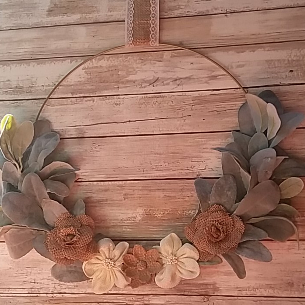 Burlap & lambs ear hoop wreath